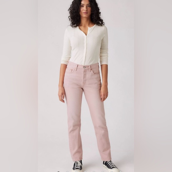 LEVIS 501 Scraped Pale Mauve Pink Jeans sz 27 - Picture 3 of 14